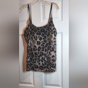 Women's Spaghetti strap old navy blouse  black and gray animal print Sequence